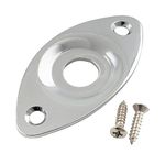 Musiclily Pro Steel Curved Recessed Oval Football Shape Guitar Jack Plate for Electric Guitar Bass, Chrome