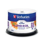 Verbatim DVD double layer DVD+R DL 8.5 GB/ 240 min. 8x, fully printable white without ID, 50 pieces in cake box