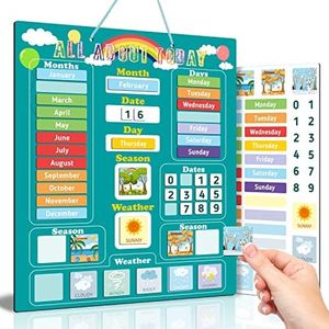 BIROYAL Children's Calendar, Including Month, Days, Dates, Seasons & Weather, Toy Gifts for 3-10 Years Kids, Home or school Daily Calendar