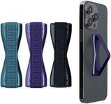 kwmobile Finger Holders for Smartphones - Set of 3 Self Adhesive Elasticated Finger Holder Straps for Phones - Metallic Zodiac Blue/Metallic Blue Violet/Metallic Caribbean Blue