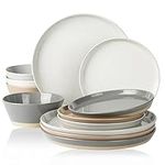 Famiware Saturn Dinnerware Sets, 12 Piece Dish Set, Plates and Bowls Sets for 4, Multi-Color