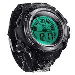 BANGLIN 100m Water Resistant Sport Diver Watch Underwater Submersible Stopwatch with Alarm Function, Support Dual Time Zone Display, 12/24 Hour Format, Digital and Analog Movements,Black