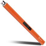 SUPRUS Fluorescent Lighter Glows in The Dark Arc Windproof Flameless USB Lighter Rechargeable Lighter with Safety Lock for Candle BBQ Camping in Party (Orange)