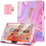 FUWANG Case for All-New Amazon Kindle Fire HD 10 Tablet (13th Generation, 2023 Release) & Fire HD 10/10 Plus Tablet 2021 11th Gen 10.1" - Slim Folding Stand Cover with Auto Wake/Sleep (Gilt Pink)