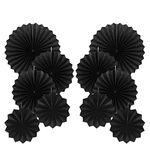 AimtoHome Party Hanging Paper Fans Decorations Set, Black Round Paper Fan Ceiling Party Decoration Suppiles,Set of 10