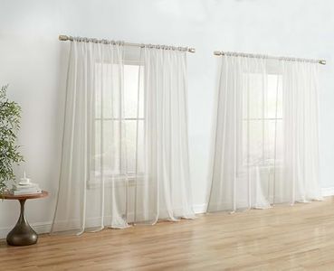 HLC.ME Silver Grey Sheer Curtain Panels: Sheer Voile Light Filtering Window Treatment Coverings Rod Pocket Curtain Panels for Bedroom and Living Room (Set of 4 Panels, 54 x 84 inches Long Per Panel)