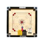 SBG Carrom Board for Kids 26 inch, Medium Size Carrom Board, Smooth and Glossy Carrom Board Game with 4 mm ply and 1.5 inch Borders, Wooden Carrom Coins, Carrom Strikers and Carrom Powder