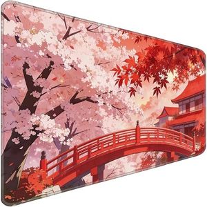 Large Mouse Pad 31.5x15.7 Inch - Starter Desk Mat for Office and Gaming, Non Slip Rubber Bottom, Stitched Edges, Easy Clean, Maple Leaf