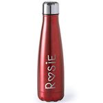 eBuyGB Personalised Reusable 630ml Stainless Steel Water Bottle Flask - Girls Custom Name - Use for School, Gym, Outdoor, Yoga & Sports (Red)