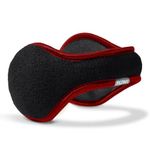 180s Degrees Winter Ear Warmers | Behind-the-Head Adjustable & Foldable Earmuffs, Black/Red, One Size Fits Most