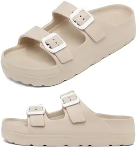 Women Platform Sandals with Arch Support, Adjustable Buckle EVA Orthotic Sandal, Comfort Foam Slide Lightweight Thick Soles