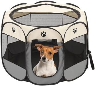 Qpets® Foldable Pet Playpen, Breathable Mesh Pet Fence Pet Enclosure with Mesh Window & Zipper Mesh Door for Cat Dog Portable Folding Pet Delivery Room with Open Mesh Shade, 35.8''x35.8''x22.8''