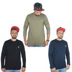 Bahob® 3 Pack Men's Long-Sleeved T-Shirt Round Neck T-Shirts Comfortable Crewneck Neck Tops for Men Soft Cotton S-3XL (MFTS-160-A, 3XL)