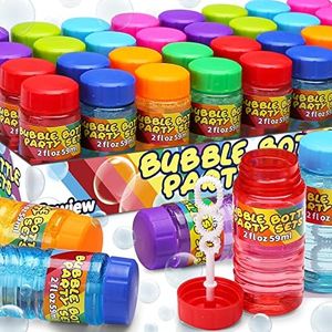 32 Pack Bubble Bottles Bulk for Kid (8 Colors), Bubbles Wand Attached to the Lid, Blow Bubble Solution Set with Gift Box for Child Party Favors Supplies, Outdoor Summer Toy, Birthday, Goody Bag Filler