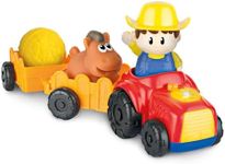 Farmer & Friends Farm Toys Set 6 PCS - Lights Up Tractor Toy with Melodies, Farm Animals & Detachable Wagons - for Toddlers 18 Months+