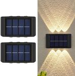 EZONEDEAL 2 Pcs Solar Wall Lights, LED with Lights Reflector, Up and Down Solar Lamps, IP65 Waterproof Solar Powered Wall Lights for Garden Patio Yard Deck Pendant Lights