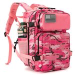 QT&QY 25L Military Tactical Backpacks For Women CCW Army Laser cut Molle Daypack small EDC Bug Out Bag Gym Rucksack With Dual Cup Holders medical Rucksack Pink Camo