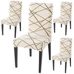 HOKIPO Dining Chair Protector Cover Set of 4 Elastic Slipcovers (Ar-4097-D23*4), Beige