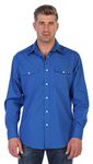 Gioberti Men’s Solid Long Sleeve Western Shirt with Pearl Snap-on Buttons, Royal Blue, 4X Large