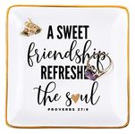 RELISSA Spiritual Gifts for Women Friendship, Christian Gifts for Women Friends - Friendship Trinket Dish, Jewelry Dish, Ring Dish, Long Distance Friendship Gifts, Secret Sister Gift for Women, Galentine Gift, Valentine's Day Gift for Friend (Sweet Friendship)