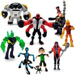 Figures Based on Ben 10 Action Figures - Set of 9 Toys [Ben Tennyson, Four Arms, Grey Matter, Kineceleran, Diamondhead, Hex, Steam Smythe, Cannonbolt, Heatblast]