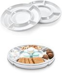 Bruntmor Divided Porcelain Party Serving Trays and Platters - Ceramic Sectional Plates for Chips, Dips, Appetizers, Snack Dessert - Perfect for Parties and Gatherings - White - Set of 2-12''