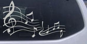 3in X 5in Silver -- Music Scales Car Window Wall Laptop Decal Sticker