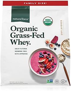 Natural Force Grass Fed Organic Whey Protein Powder – Non GMO Verified, Humane Certified & Lab Tested for Toxins – Pure & Unflavored – Keto Friendly, Low Carb, and Kosher – 5 Pound A2 Protein