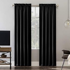 Sun Zero Oslo Theater Grade Extreme Total Blackout Rod Pocket Curtain Panel, 52" x 84", Black