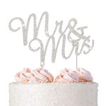 Mr & Mrs Silver : Mr and Mrs Rhinestone Cake Topper Wedding Bridal Shower or Anniversary Cake Topper (Silver)