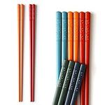 AOOSY Reusable Fiberglass Chopsticks - Multicolour Chinese Chopsticks Dishwasher Safe Chopsticks, 5 Pairs Japanese Chopsticks Gift Set 24cm（5 Colors