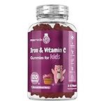 Iron & Vitamin C Gummies for Kids - 4 Months Supply - 120 Gummies - Natural Mixed Berry Flavour - Kids Iron Gummies for Energy & Immune System - Vegan Iron Supplements for Kids - No Aftertaste