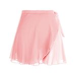 Women's Ballet Wrap Skirt Chiffon Dance Wrap Skirt with Adjustable Waist Tie Gymnastics Ballet Skirts for Women (Fog Pink)