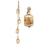 Vivanta Giant Cow Bells Set Rustic Vintage Lucky Harmony Cow Bells On Rope, 4 Inch 4 Bells Cluster Wall Hanging Décor Harmony Bells, 36 Inch Long Hanging Bell Set