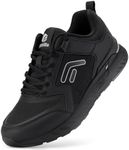 FitVille Men's Walking Shoes Extra Wide Diabetic Shoes Hands Free Slip On Sneaker Hook and Loop Strap Running Shoes for Flat Feet Plantar Fasciitis 9.5 X-Wide Jet Black