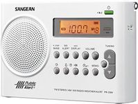 Sangean PR-D9W Portable AM/FM/NOAA Alert Radio with Built-in Battery Charger, White