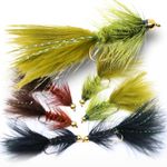 The Fly Crate Woolly Bugger Flies for Trout Fly Fishing Assortment - Size #8 Streamer Fly Fishing Flies (6 Pack - Size #8)