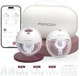 Momcozy M5 Smart App Control Hands Free Breast Pump, Double Wearable Breast Pump of Baby Mouth Double-Sealed Flange with 3 Modes & 9 Levels, Electric Pump Portable - 24mm, 2 Pack, Cozy Red