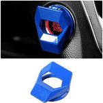 Engine Start/Stop Button Cover, Carbon Fiber Zinc Alloy Car Power Control Trim, Push to Start Button Key Ignition Protective Cover, Universal for Civic CRV XRV Challenger Charger CHR (Blue)