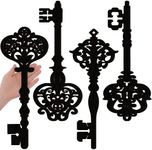 Chunful 4 Pcs Keys Wall Decor Large Skeleton Key Sign Vintage Antique Wooden Keys Wall Art Farmhouse Key Wall Sign for Bedroom No Chimney Houses Decorations, 15.75 x 6.3 Inch