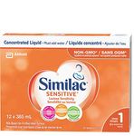 Similac Sensitive Lactose Sensitivity Baby Formula, Concentrated Liquid, 12 x 385 mL, 0+ Months, Orange, 385 ml (Pack of 12)