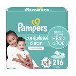 Pampers Baby Wipes, Complete Clean Fragrance Free 3X Pop-Top Pack, 216 Count