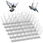 17.5 Feet Bird Spikes for Small Birds Pigeons Crows Woodpeckers, Bird Deterrent Devices Outdoor with Stainless Steel Base, 16 Packs Durable Bird Repellent Spikes Fence Kit(5.5M)