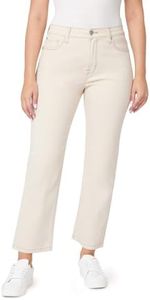 kensie Jeans for Women High-Rise Straight Leg 27-Inch Inseam, Natural Wash, 14