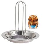 Beer Can Chicken Holder Chicken Roaster Rack Beer Can Chicken Stand Vertical Roaster Rack Turkey Standing Holder with Pan for Grill Camping BBQ