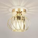 FRIDEKO HOME Modern Crystal Ceiling Light Fixture- Industrial Mini Semi Flush Mount Ceiling Lighting LED Crystal Chandeliers Fitting for Kitchen Hallway Dining Rooms Living Room - Gold