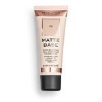 Makeup Revolution Matte Base Foundation F2 Poreless Creamy Matte Dewy-look Foundation, Oil-Free, For Long-lasting & Smudge Proof