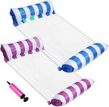 REMANG 1pcs Water Swimming Pool Beach Float Bed Inflatable Hammock for Adult Water Hammock Lounger with Manual Air Pump 4-in-1 Multi-Purpose Inflator Toys for 15+ years up Kids