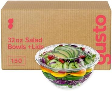 GUSTO [Case of 150 32 oz. Clear Plastic Salad Bowls with Lids, Disposable Salad Containers for Lunch - Perfect for Takeout, Salads, and Meal Prep - (Formerly Comfy Package)