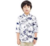 Made In The Shade Boy's 100% Cotton Casual Mandarin Collar Shirt (12-13 Years) White